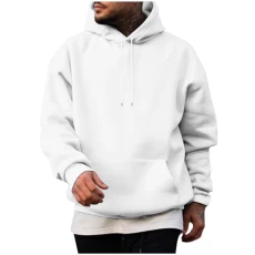 Hooded Pullover Men's Casual Sports Hoodie Long Sleeve Lightweight Sweatshirt with Hood Pullover Comfortable Plain Long Sleeve Pullover 2024 Winter Jumper Tops for Men Outwear, 13 White, XXL