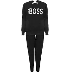 Hoodies For Women Ladies Pyjamas Lounge Wear Sets For Women UK Women's Nightwear Like A Boss Tracksuits Women Women's Activewear Sets Gym Sets For Women Black 14