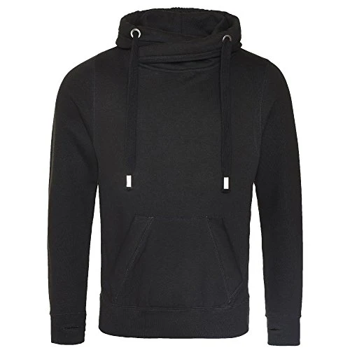 Hoods Mens Cross Neck Hoodie, Jet Black, Large