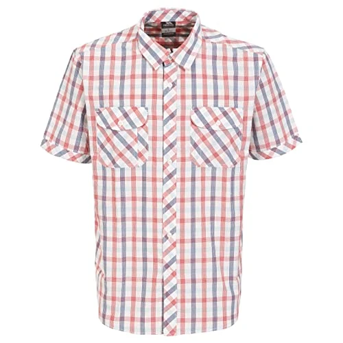 Hopedale Men's Outdoor Short Sleeve Shirt available in Red Check Small