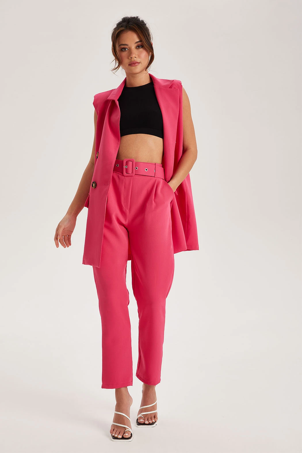 Hot Pink Belted Trousers /
