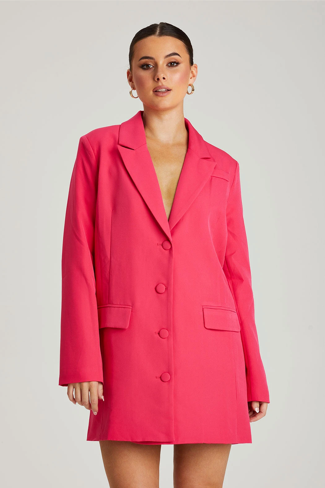 Hot Pink Oversized Blazer Dress /