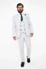 House of Cavani Radika Slim Fit Light Grey Check Suit House of Cavani Radika Slim Fit Light Grey Check Suit