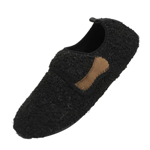 House Slippers for Man and Women Faux Collar Suede Slippers Bedroom House Slipper Non Slip Slip on Mule Breathable Trendy Winter Shoes Creative Gifts Shoe