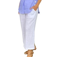 House Trousers Cotton Wide Leg Loose Trousers Long Elastic Breathable Summer Trousers Palazzo Trousers Women's Wide Leg Outdoor Trousers Elegant Women's Trousers Casual Trousers Casual with Pockets