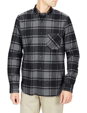 HUGO Mens Ermann Checked Relaxed-fit Shirt in Cotton Flannel Black