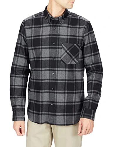 HUGO Mens Ermann Checked Relaxed-fit Shirt in Cotton Flannel Black