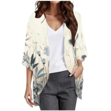 HUIFUAO Womens Cardigan 3/4 Sleeve Cardigans for Women Trendy Striped Color Blocck Loose Chiffon Cardigan Top Women'S Cardigans (Khaki, XXL)
