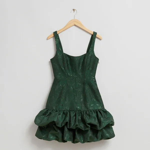 Hunter Green Bubble Hem Dress