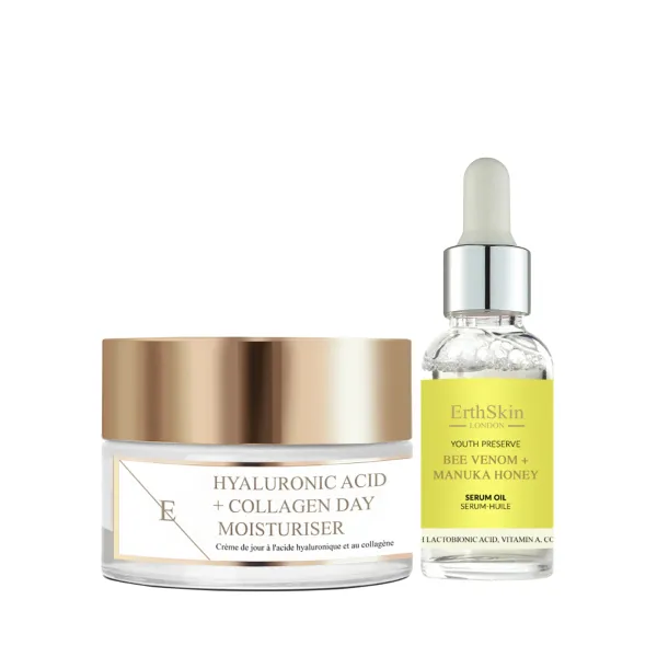 Hyaluronic acid & Collagen Day Cream 50ml+ Bee Venom + Manuka Honey Serum Oil 30ml - Black