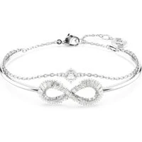 Hyperbola Infinity White Crystal Rhodium Plated Bangle