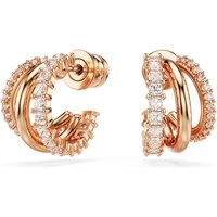 Hyperbola Mini Rose-Gold White Crystal Hoop Earrings