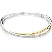 Hyperbola Mixed Metal Round Crystal Bangle