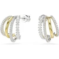 Hyperbola Mixed Metal White Crystal Hoop Earrings