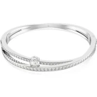 Hyperbola Rhodium Plated Mixed Cuts Crystal Bangle