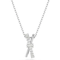 Hyperbola Rhodium Plated Mixed Cuts Crystal Twist Pendant Necklace