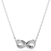 Hyperbola Rhodium Plated White Pavé Infinity Necklace - Silver