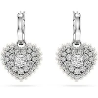 Hyperbola White Heart Rhodium Plated Drop Earrings