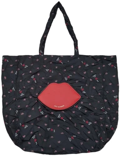 'I Love Lulu’ Foldaway Shopper Tote Bag, Black and Red