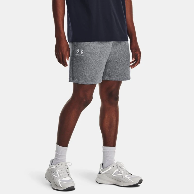 Icon Fleece Mens Shorts Pitch Gray Medium Heather / White