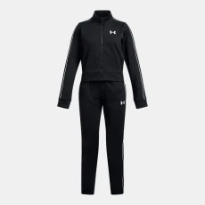 Icon Knit Girls Crop Tracksuit Black / White YLG (59 in)