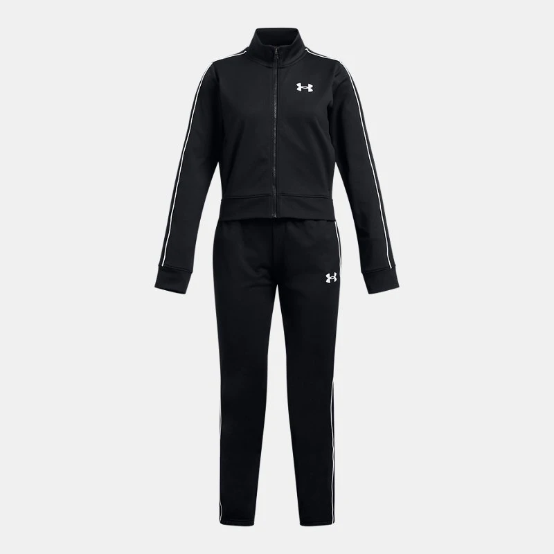 Icon Knit Girls Crop Tracksuit Black / White YLG (59 in)