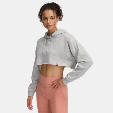 Icon Terry Womens Crop Hoodie Mod Gray / White Icon Terry Womens Crop Hoodie Mod Gray / White