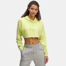 Icon Terry Womens Crop Hoodie Sonic Yellow / White Icon Terry Womens Crop Hoodie Sonic Yellow / White