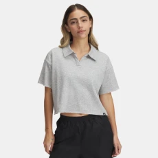 Icon Terry Womens Polo Mod Gray Light Heather / White Icon Terry Womens Polo Mod Gray Light Heather / White