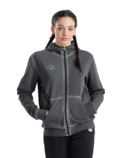 Icons Unisex Fleece Hooded Jacket, Delave-Black-White, M
