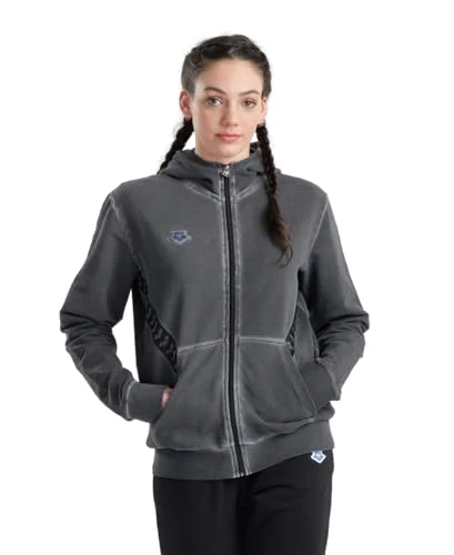 Icons Unisex Fleece Hooded Jacket, Delave-Black-White, M