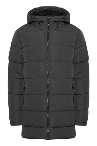 IDHersh Quilted Jacket Men's Parka Winter Jacket Quilted Parka Lined with Hood, Forged Iron (919), L