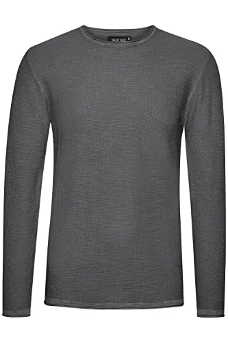 IDKarpo Men's Knitted Jumper Fine Knit Pullover with Crew Neck, Pewter (902), S