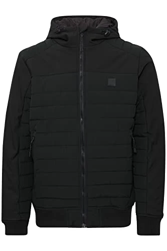 IDPario Men's Quilted Winter Jacket with Hood Regular Fit, Black (999), L