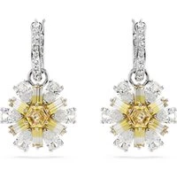 Idyllia drop earrings, Flower, Yellow, Rhodium plated