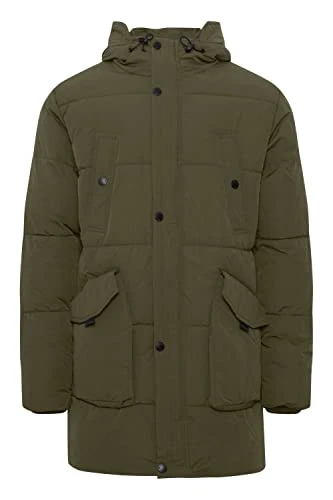 IDZeppal Men's Quilted Parka Winter Jacket Quilted Parka Warm Lined with High Collar Made of Water-Repellent Material, Army (600), XL