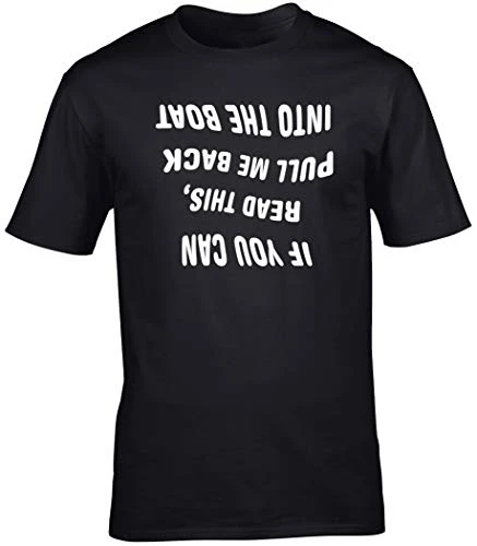 If You Can Read This, Pull Me Back Into The Boat (Printed upside down) unisex short sleeve t-shirt Black