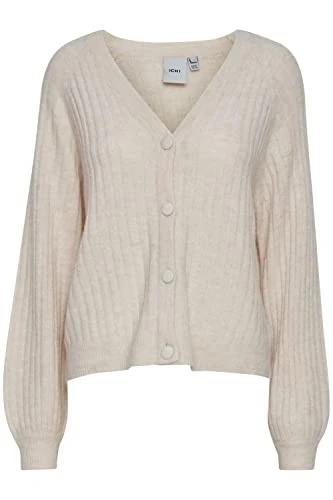 IHAMARA CA2 Rib Cardigan Short Women's Chunky Knit Cardigan Knitted Cardigan, Crystal Gray (133801), S