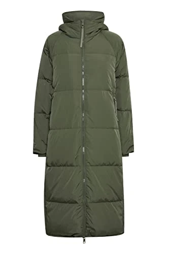 IHBUNALA DOWN JA3 Women's Quilted Winter Coat Winter Jacket Down Coat with Zip and Hood, Thyme (1903