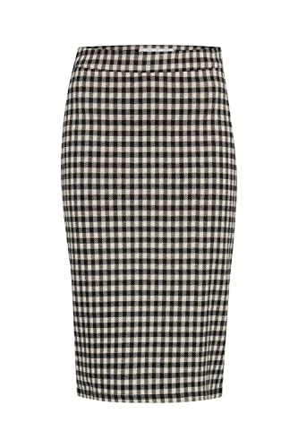 IHKATE CHECKY SK Women's Pencil Skirt Checked, Black (194008), xl