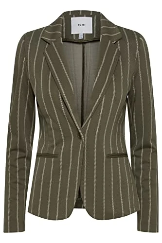 IHRUTI BL7 Women's Blazer Short Blazer Jacket Striped One Button Blazer with Stretch and Lapel Colla