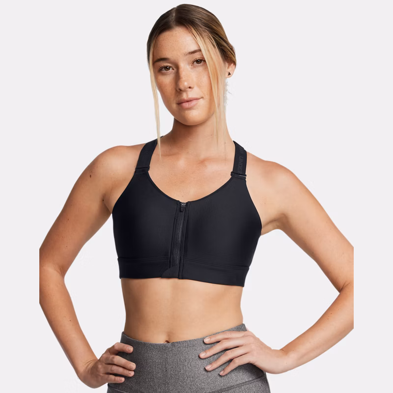 Infinity High Womens Zip Sports Bra Black / Black D-DD