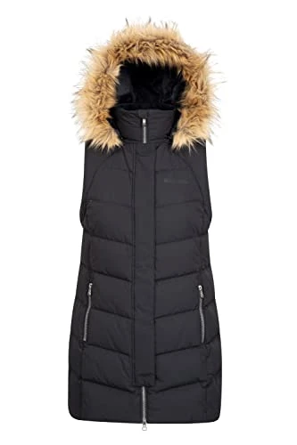 Isla Extreme Womens Down Gilet - Down Filling, Water-Resistant, Zipped Pockets, Faux Fur Ladies Park