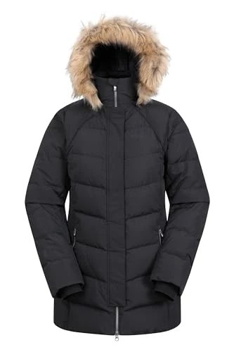 Isla II Womens Down Jacket - Water Resistant Winter Coat with Faux Fur Trim Hood, Zipped Pockets, Th