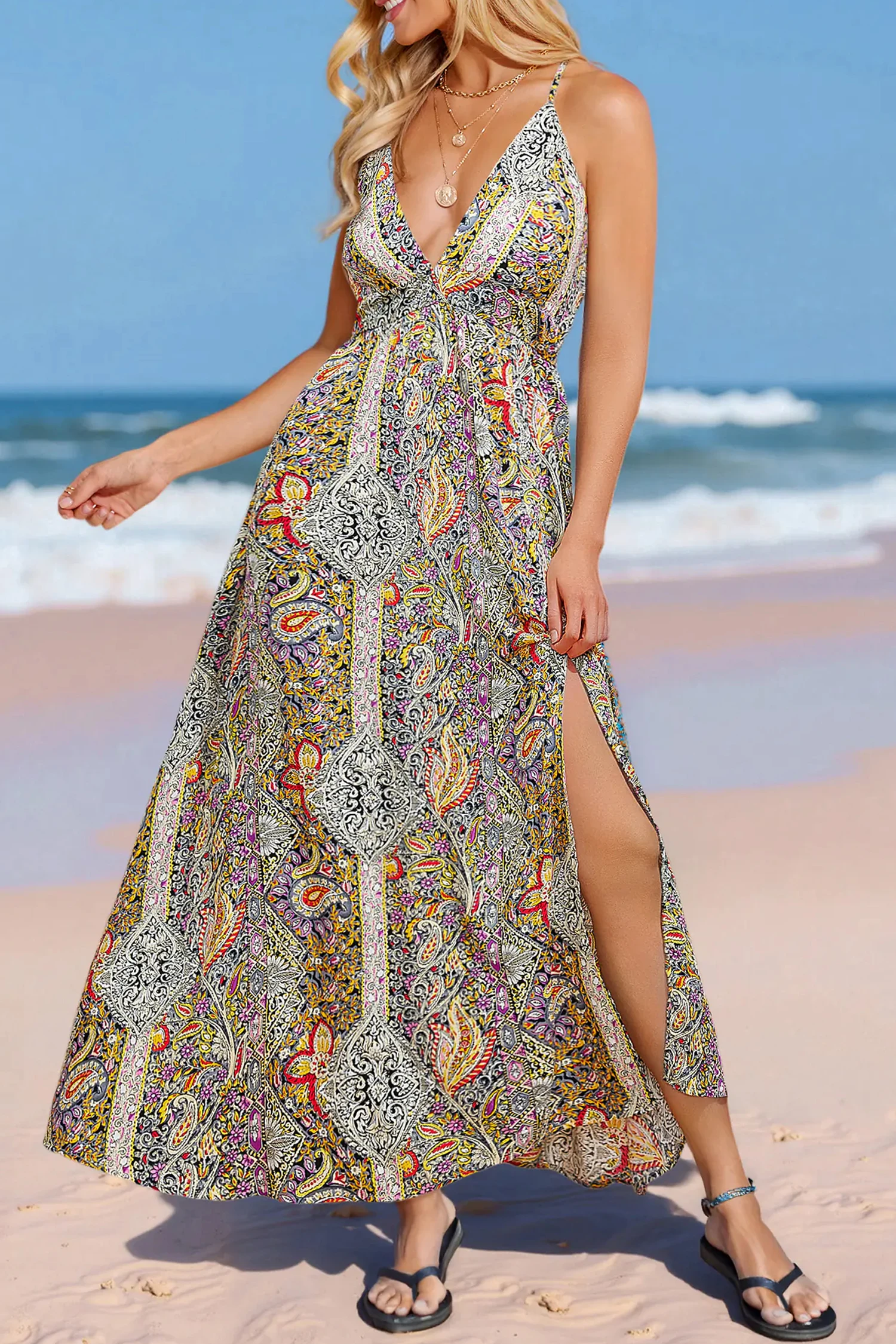 Island Wanderer Paisley Maxi Dress - Yellow