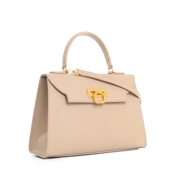 Ivana leather handbag - Taupe Soleil suede