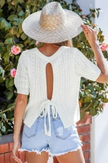 Ivory Whispers Cable Knit Sweater - Beige