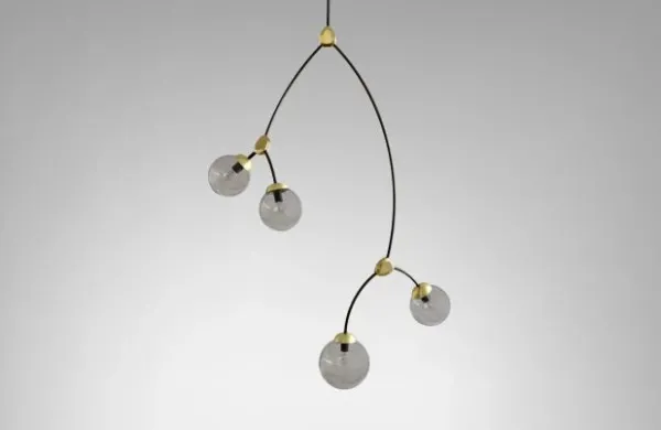 Ivy - Vertical - DALI-A Pendant Light bronze with bronze details and smoked glass