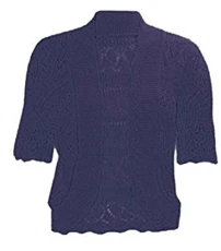 J12 Celebmodelook New Womens Knitted Bolero Shrug Crochet Cropped Cardigan Ladies Plus Size TOP. Nav