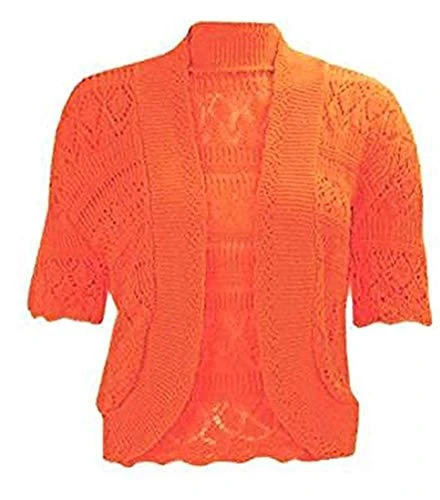 J12 NEW WOMENS KNITTED BOLERO SHRUG CROCHET CROPPED CARDIGAN LADIES PLUS SIZE TOP. (M/L (UK 12-14), 